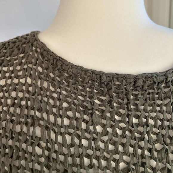 OUI Olive Sculptural Open-Knit Tape-Yarn Sweater with Braided Hem – EU M - Picture 6 of 8